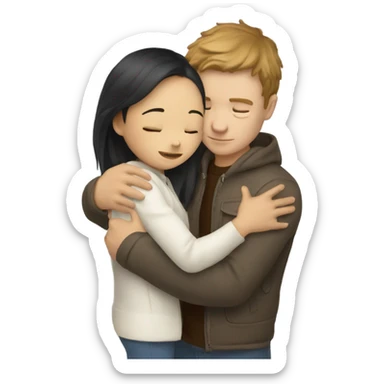 asiangirl hugs whiteboy sticker