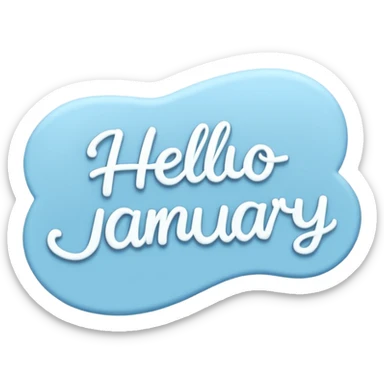 Blue “ hello January “ word light blue and aesthetic  sticker
