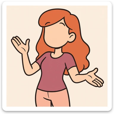 faceless young woman avatar, cheerful and welcoming, red hair, smooth silhouette, minimalistic style, contemporary flat toon illustration sticker