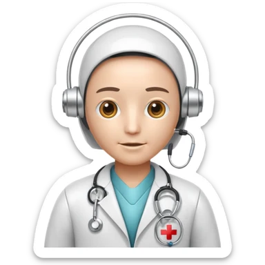 medical robot with a doctor's coat and a stethoscope sticker