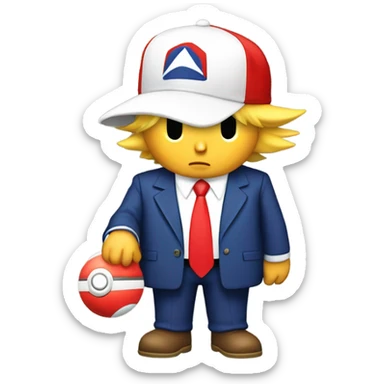 Trump wear ash ketchums hat holding poke ball  sticker