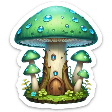 magical mushroom shield object icon, shield crafted from mushroom bark, glowing spores, fantasy forest design, soft green-blue aura, 3D cartoon, mobile game icon style, centered, clean background, no text, no watermark
 
 sticker
