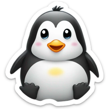 a cute penguin the header on fire sitting cross-legged on a cloud sticker