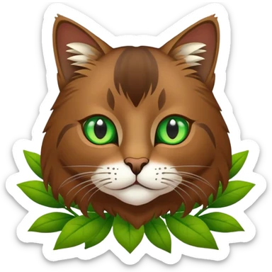 Eine braune europäische Wildkatze mit einer Blume am Kopf sticker