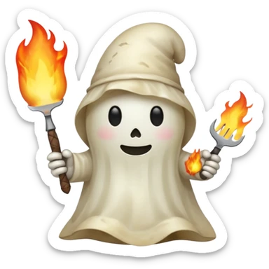 potato ghost holding a knife and fire sticker