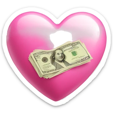 pink heart with money sticker
