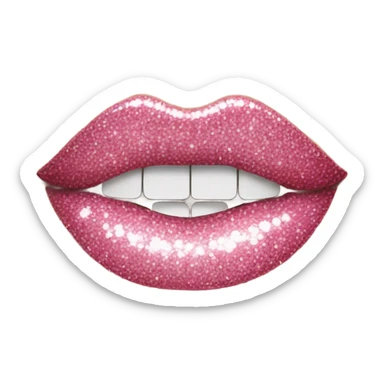 Glittery pink lips with the word please in between the lips sticker