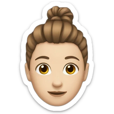 a gymnast with brown hair and a blue sticker