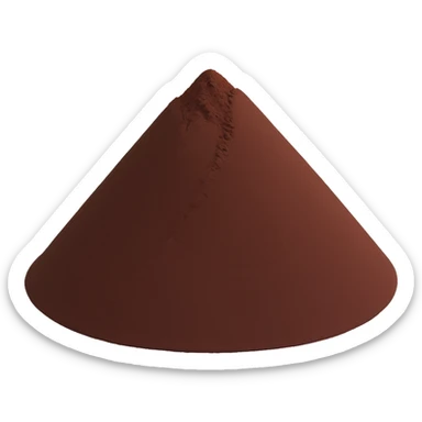 rich brown cocoa powder mound or dusting fine velvety matte uneven soft ridges color from reddish to dark chocolate brown no spoon container or garnish clean 3D soft lighting transparent background emoji scale sticker