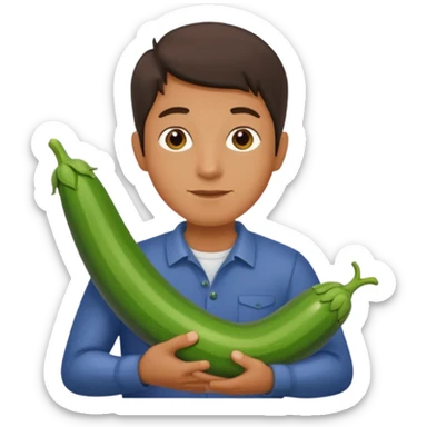 man. carrying a zucchini sticker