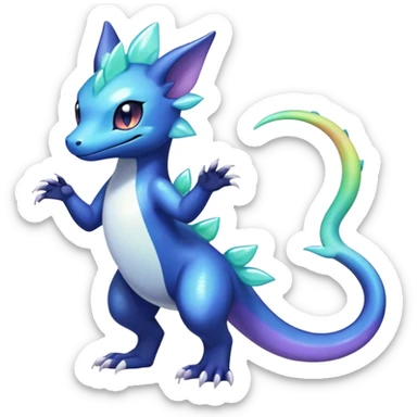 Rainbow crystalic Shiny pastel Salandit-Meowstic-Noibat-Fakémon-hybrid-creature (full body)  sticker