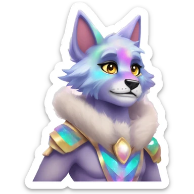 Furry, sparkle, iridescent, colorful, pastel, edgy, cool, beautiful, divine, animal, anthro, full body, fursona, protogen sticker