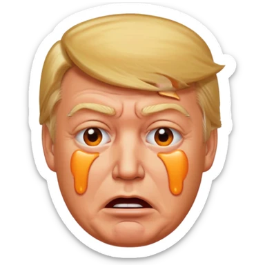 Donald Trump as bloated bag of oranges crying sticker