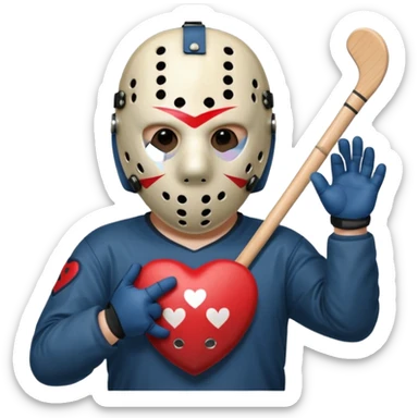 Jason Voorhees, looking cute, making a heart with his hands sticker