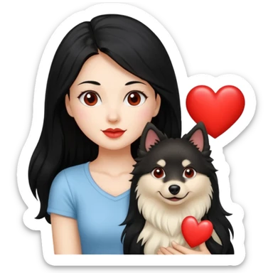  long hair crème charbonner German spitz red heart sticker