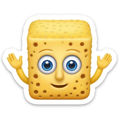 Make a kitchen yellow sponge have pants and blue eyes a yellow skinny nose sticker