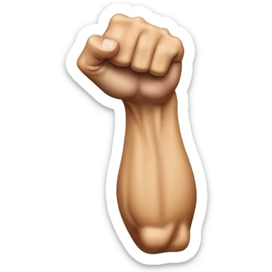 Create an image of a flexed biceps arm emoji mirrored horizontally. The arm should face the opposite direction compared to the standard flexed biceps emoji, making it appear as a reverse flex. sticker