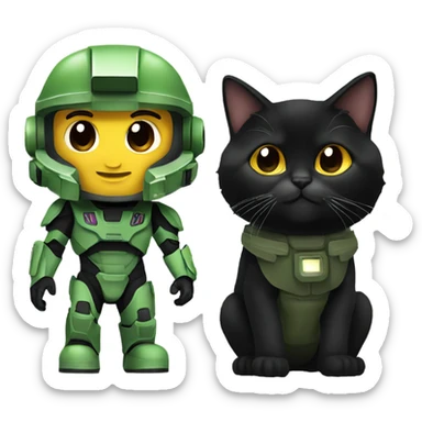 Master chief with black kitten sticker