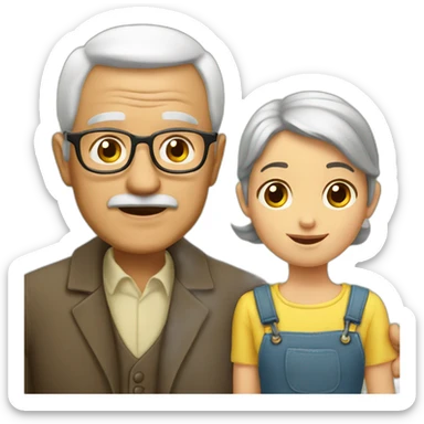 Abuelo con niña sticker
