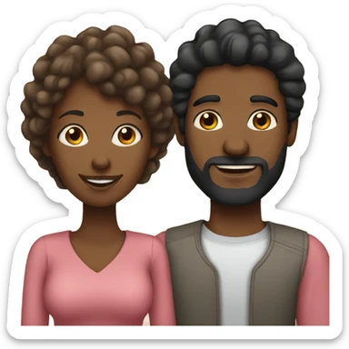 Black couple. Man with short hair and beard with Woman long hair sticker
