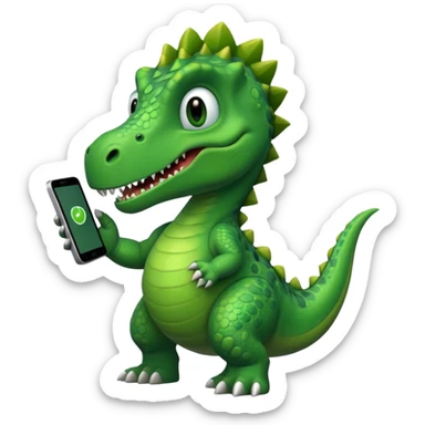 Dinosaur with phone sticker