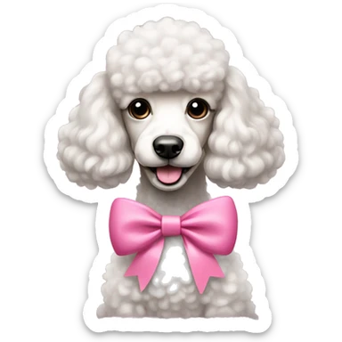 Poodle wearing a pink bow sticker