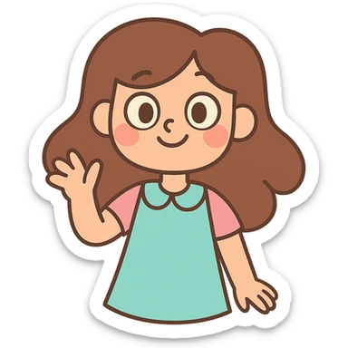 pastel toon style cute girl with brown hair sticker