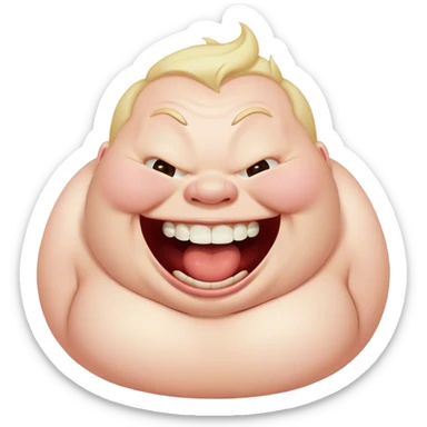 fat dead person laughing hysterically  sticker