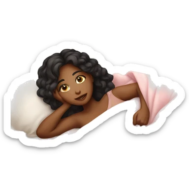 light girl in bed cozy pink blanket sticker