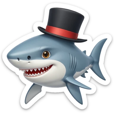 cartoon shark with a top hat sticker