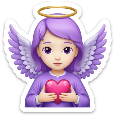 love cupid purple cute no human, an angel with heart, a withe angel like a baby sticker