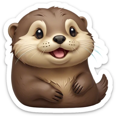 Cinematic Cute Yawning Otter Portrait Emoji, Head tilted slightly with a dramatic, wide-open yawn, showcasing a soft, sleek brown Fur with slightly drooping ears, round eyes barely open in drowsy contentment, Simplified yet irresistibly adorable features, highly detailed, glowing with a soft, cozy glow, high shine, relaxed yet expressive, stylized with a touch of aquatic whimsy, bright and endearing, soft glowing outline, capturing the essence of a sleepy yet affectionate otter, so drowsy it feels like it could glide right out of the screen and curl up for a nap! sticker