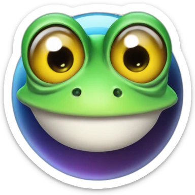 planet Mercury with a cartoon grinning frog face with big eyes sticker