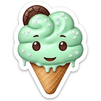 Heart made of mint ice cream with tiny flakes of chocolate  sticker