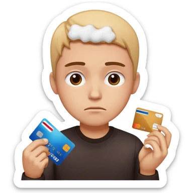 depressed person with sugar and a credit card sticker