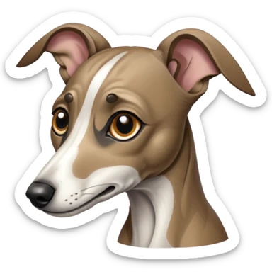 Create a brindle whippet emoji with long Dobby looking ears  sticker