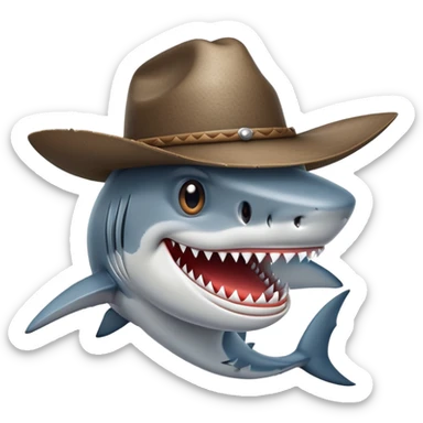 A shark with a cowboy hat sticker