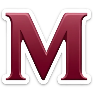 Letter M in maroon color sticker