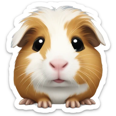 Guinea pig with white fur covering eyes sticker