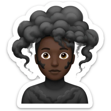 A black head covered in black smoke sticker