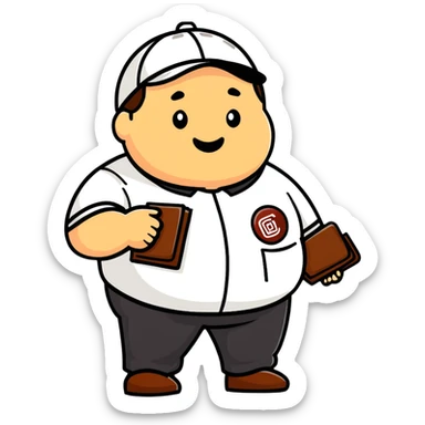 fat chipotle worker cartoon sticker sticker