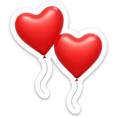 2 red heart-shaped balloons on a white background sticker
