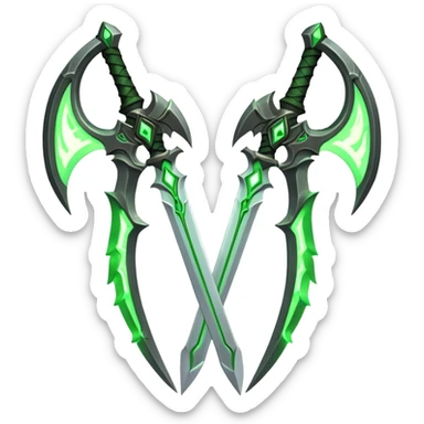 Warglaives from World of Warcraft, curved dual blades, Illidan Stormrage's weapons sticker