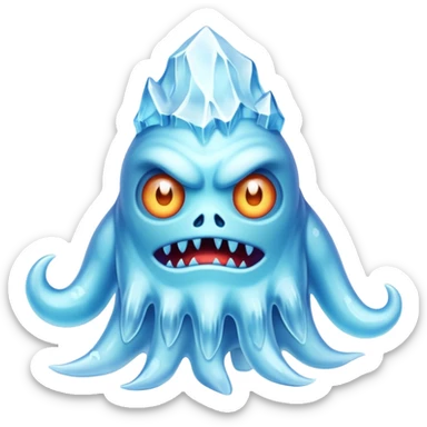 a scary creepy ice monster, eldritch ice monster, monster made of ice sticker