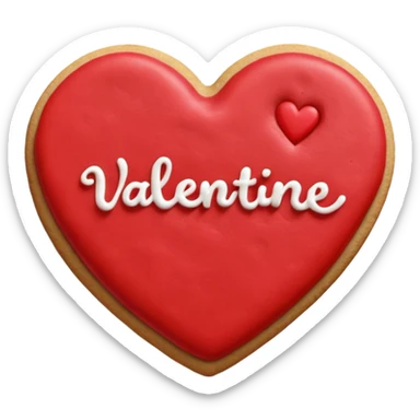 Heart-shaped cookie with smooth red icing, write 'Happy Valentine's day' on top of the red icing in white icing sticker