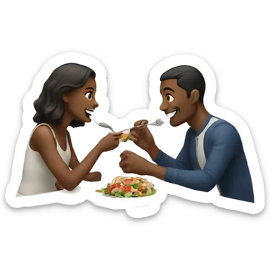 couple enjoying sitting at a table and eating a meal sticker