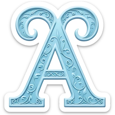 Light-blue romantic alphabet letter sticker