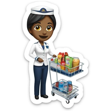 Flight attendant with cart sticker