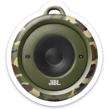 Minimalist JBL Clip 4 speaker with digital camouflage pattern, iOS emoji style sticker