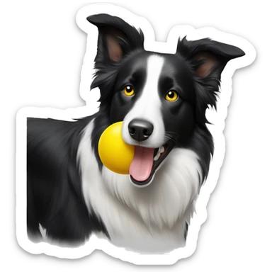 border collie with yellow ball in mouth sticker